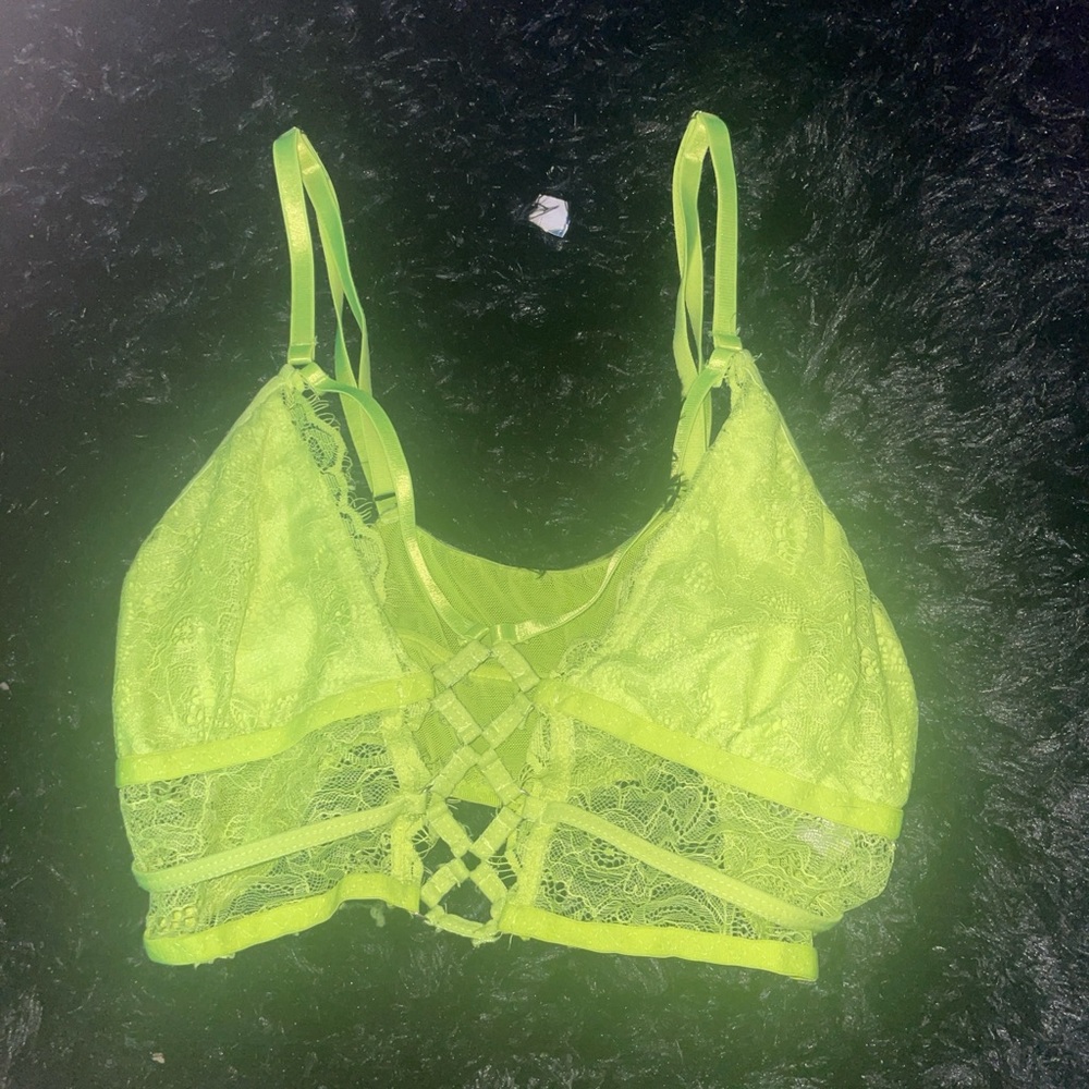 Lace Bralette in Neon Green